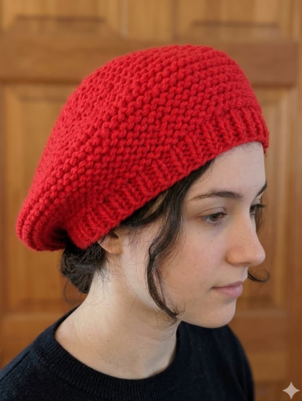 Handmade Vibrant Red Acrylic Knit Beret Hat